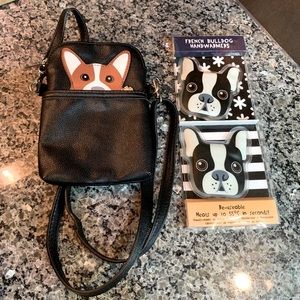 Black Crossbody Bag with Dog Design